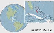 Savanna Style Location Map of The Bahamas, highlighted continent, hill shading