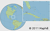 Savanna Style Location Map of The Bahamas, hill shading inside