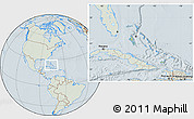 Savanna Style Location Map of The Bahamas, lighten, hill shading