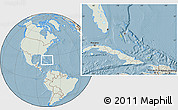 Savanna Style Location Map of The Bahamas, lighten, land only, hill shading