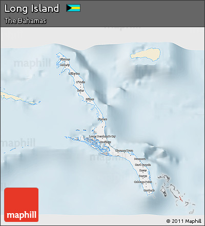 Classic Style 3D Map of Long Island, single color outside
