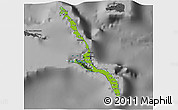 Physical 3D Map of Long Island, darken, desaturated