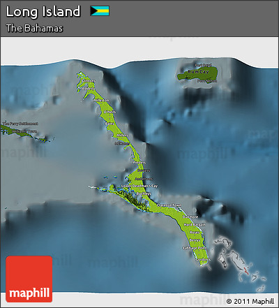 Physical 3D Map of Long Island, darken