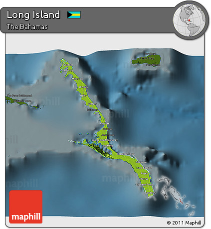 Physical 3D Map of Long Island, darken