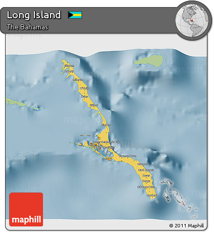 Savanna Style 3D Map of Long Island, single color outside