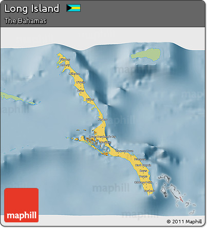 Savanna Style 3D Map of Long Island, single color outside