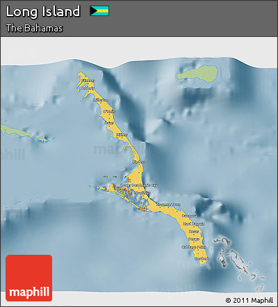 Savanna Style 3D Map of Long Island, single color outside