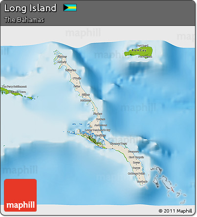 Shaded Relief 3D Map of Long Island, physical outside