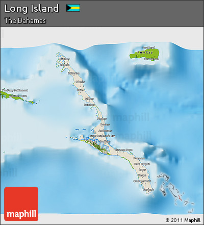 Shaded Relief 3D Map of Long Island, physical outside