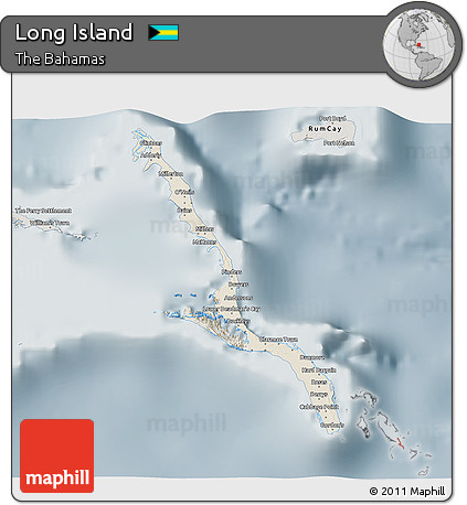 Shaded Relief 3D Map of Long Island, semi-desaturated
