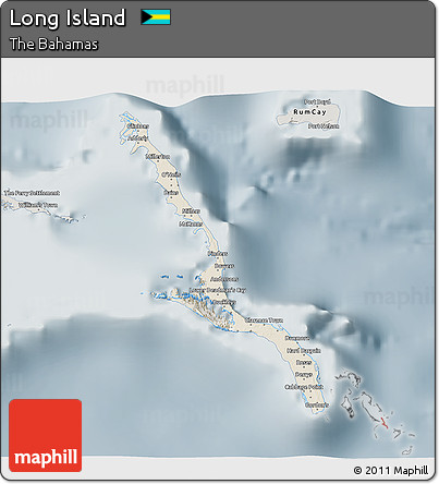 Shaded Relief 3D Map of Long Island, semi-desaturated