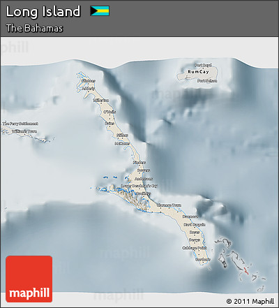 Shaded Relief 3D Map of Long Island, semi-desaturated
