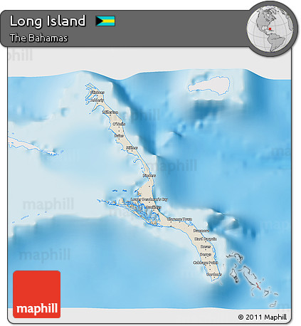 Shaded Relief 3D Map of Long Island, single color outside