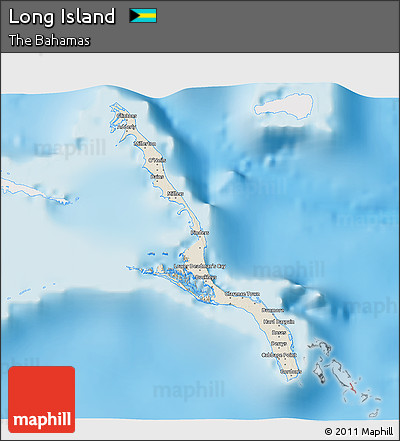 Shaded Relief 3D Map of Long Island, single color outside