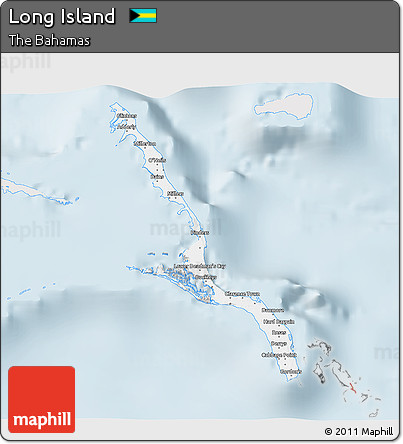 Silver Style 3D Map of Long Island, single color outside