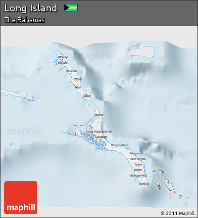 Silver Style 3D Map of Long Island, single color outside