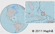 Gray Location Map of Long Island, within the entire country, hill shading