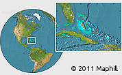 Satellite Location Map of Long Island, within the entire country
