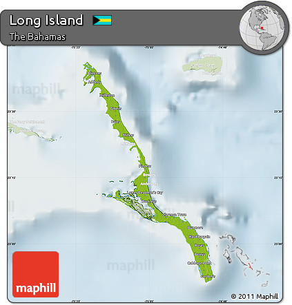 Physical Map of Long Island, lighten