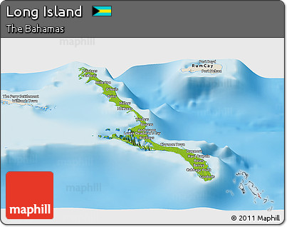 Physical Panoramic Map of Long Island, shaded relief outside