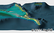 Satellite Panoramic Map of Long Island, darken