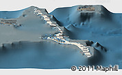 Shaded Relief Panoramic Map of Long Island, darken