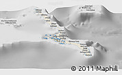 Shaded Relief Panoramic Map of Long Island, desaturated