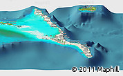 Shaded Relief Panoramic Map of Long Island, satellite outside