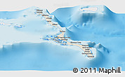 Shaded Relief Panoramic Map of Long Island, single color outside