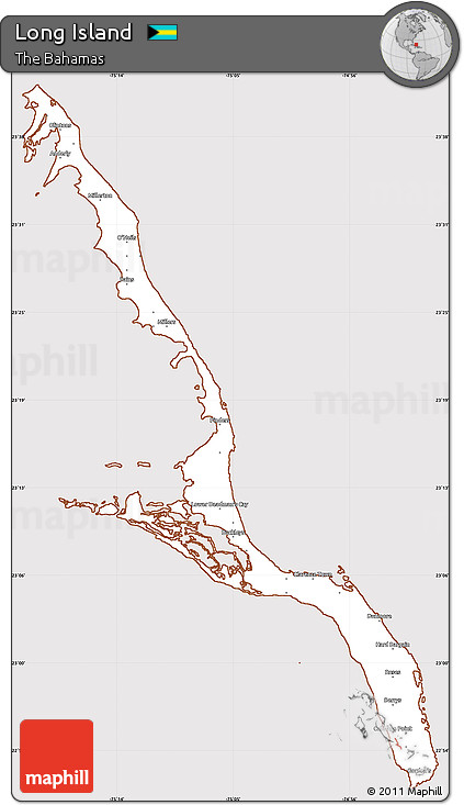 Classic Style Simple Map of Long Island, cropped outside