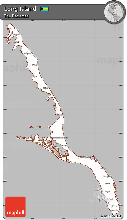 Gray Simple Map of Long Island, cropped outside