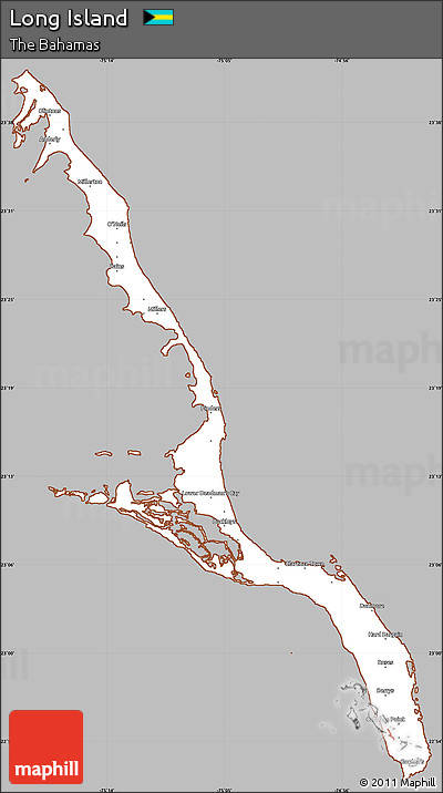 Gray Simple Map of Long Island, cropped outside