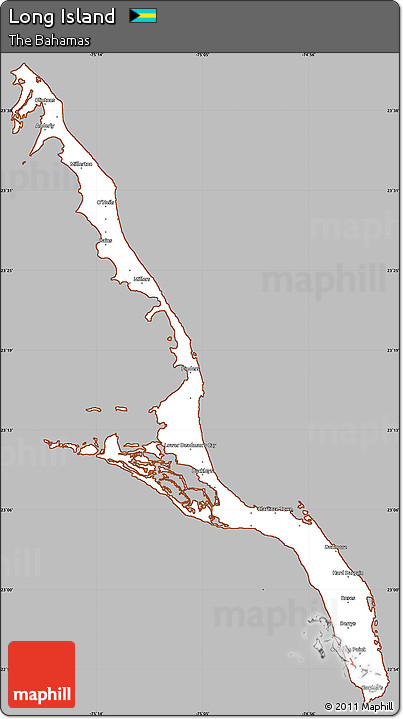 Gray Simple Map of Long Island, cropped outside