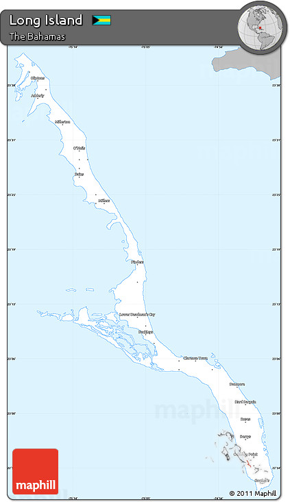 Gray Simple Map of Long Island, single color outside