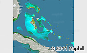 Satellite Map of The Bahamas, lighten, semi-desaturated, land only