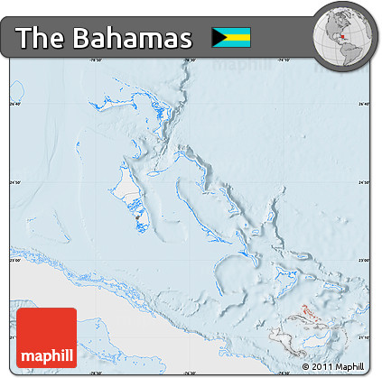 Silver Style Map of the Bahamas, single color outside