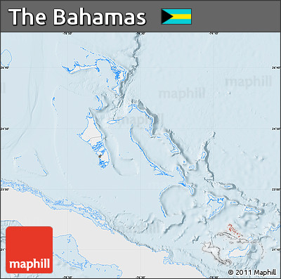 Silver Style Map of the Bahamas, single color outside