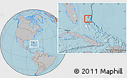 Gray Location Map of Moore's Island, highlighted country, within the entire country, hill shading