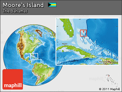 Physical Location Map of Moore's Island, highlighted country, within the entire country