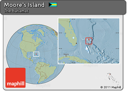 Savanna Style Location Map of Moore's Island, highlighted country, hill shading