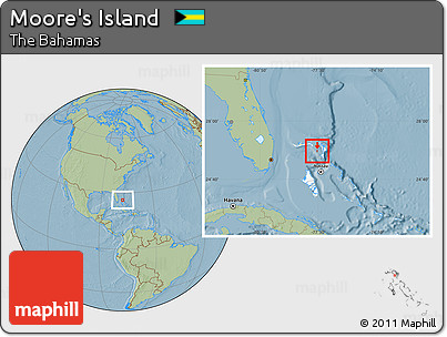 Savanna Style Location Map of Moore's Island, highlighted country, hill shading