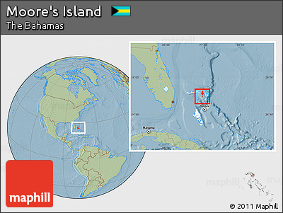 Savanna Style Location Map of Moore's Island, highlighted country, hill shading
