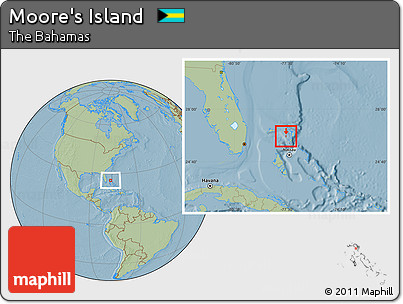 Savanna Style Location Map of Moore's Island, hill shading