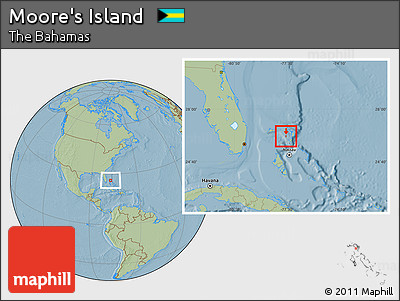Savanna Style Location Map of Moore's Island, hill shading