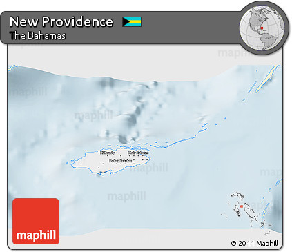 Classic Style 3D Map of New Providence, single color outside