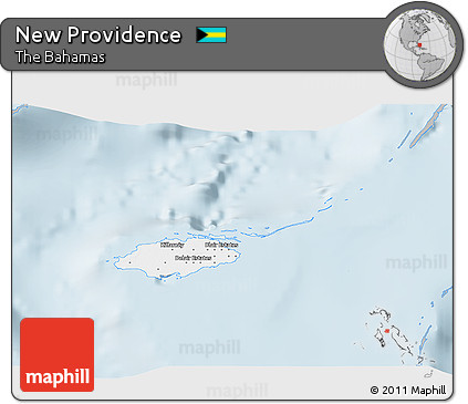 Gray 3D Map of New Providence, single color outside