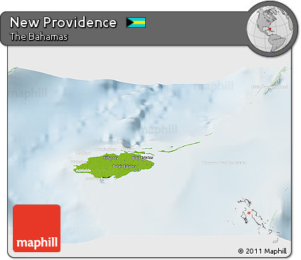 Physical 3D Map of New Providence, lighten