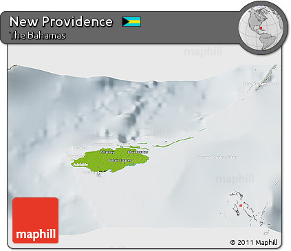 Physical 3D Map of New Providence, lighten, semi-desaturated