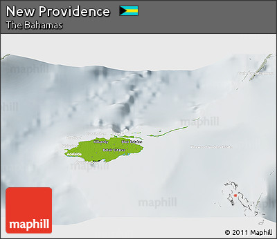Physical 3D Map of New Providence, lighten, semi-desaturated