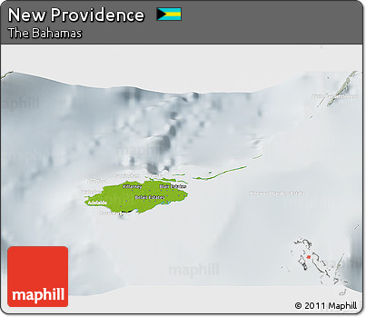 Physical 3D Map of New Providence, lighten, semi-desaturated